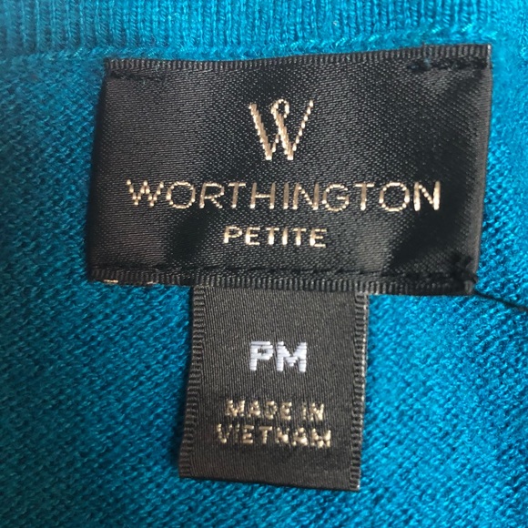 Worthington Petite Business Teal Sweater PM - Picture 4 of 12